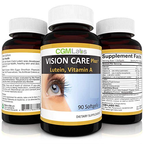 CGM-Labs Vision Care, Lutein 40mg, Zeaxanthin, Vitamin A, Bilberry Extract, 9...