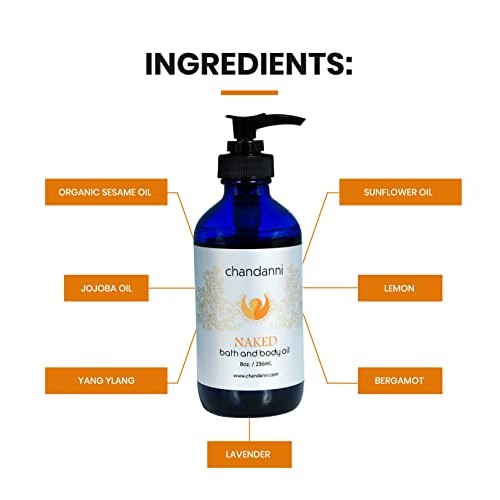 Chandanni Organic Naked Body Massage Oil & Bath Oil (8oz/236ml) Made with Ses...