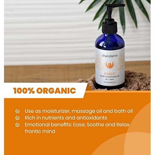 Chandanni Organic Naked Body Massage Oil & Bath Oil (8oz/236ml) Made with Ses...
