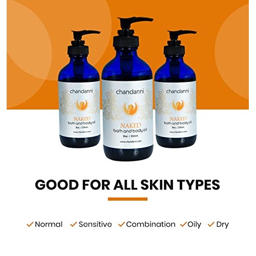 Chandanni Organic Naked Body Massage Oil & Bath Oil (8oz/236ml) Made with Ses...