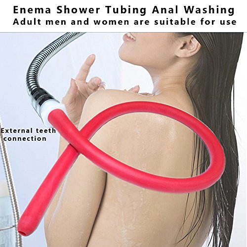 Enema Kit Shower Tubing Anal Cleaning Reusable Douche Red Hose Nozzle (19 in)