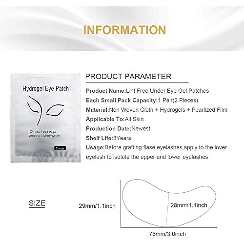 Chargenyang Under Eye Gel Pads Eyelash Extension Pads Lint Free DIY False Eye...