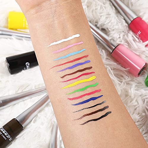 14 Color Matte Liquid Eyeliner Set Colorful Neon White Black Red Brown Green ...