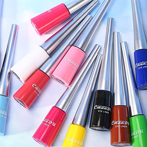 14 Color Matte Liquid Eyeliner Set Colorful Neon White Black Red Brown Green ...
