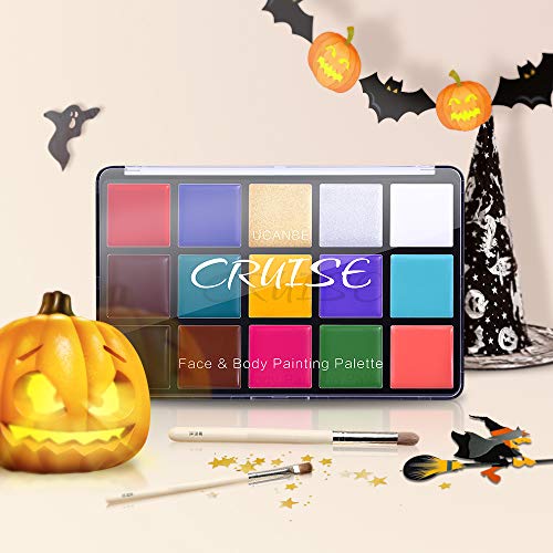 UCANBE Face Body Paint Oil, Professional 15 Colors FX Makeup Palette- Non Tox...