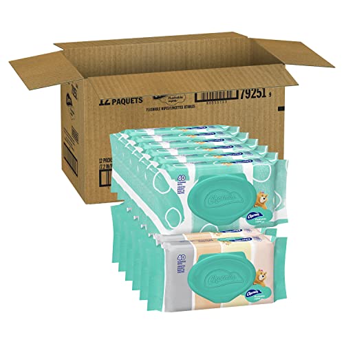 Charmin Flushable Wipes, 12 packs of 40 Flushable Wipes, 480 Wipes Total (Pac...