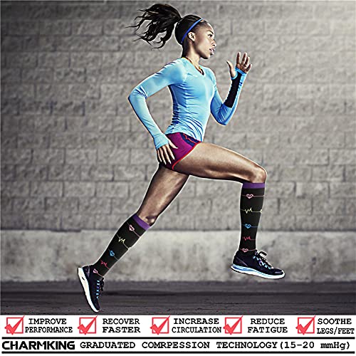 CHARMKING Compression Socks for Women & Men Circulation 15-20 mmHg is Best Gr...