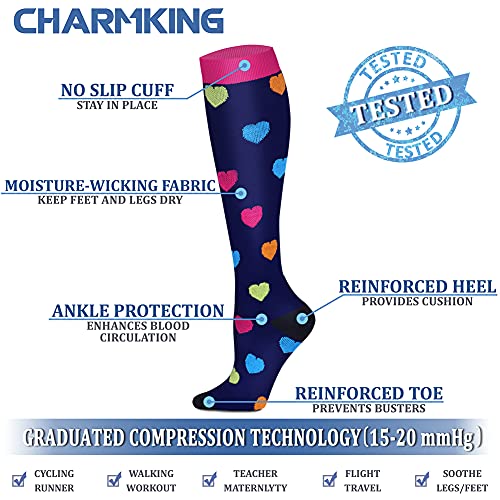 CHARMKING Compression Socks for Women & Men Circulation 15-20 mmHg is Best Gr...