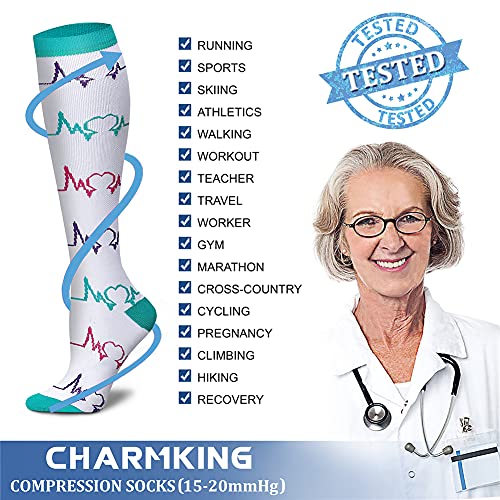 CHARMKING Compression Socks for Women & Men Circulation 15-20 mmHg is Best Gr...