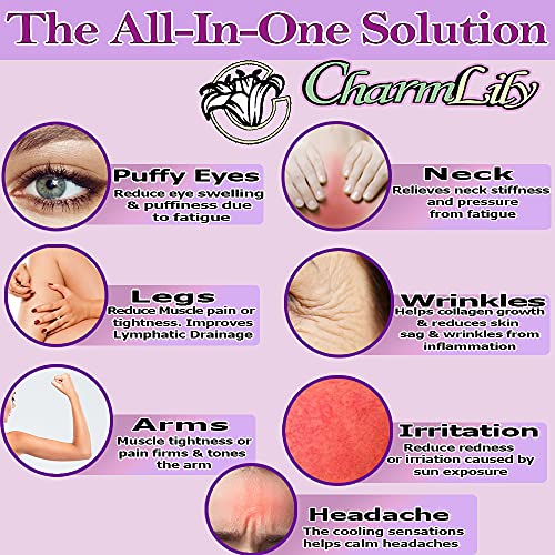 Rose Quartz & Ice Roller + Gua Sha Massager Tool Set for Face & Eyes by Charm...