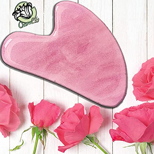 Rose Quartz & Ice Roller + Gua Sha Massager Tool Set for Face & Eyes by Charm...