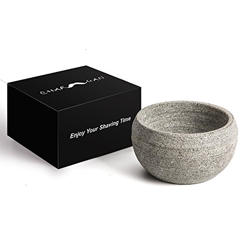 CHARMMAN Shaving Soap & Cream Bowl for Men, Natural Granite Stone, Keep Warm ...