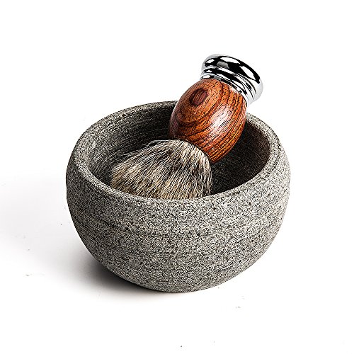 CHARMMAN Shaving Soap & Cream Bowl for Men, Natural Granite Stone, Keep Warm ...