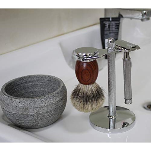 CHARMMAN Shaving Soap & Cream Bowl for Men, Natural Granite Stone, Keep Warm ...