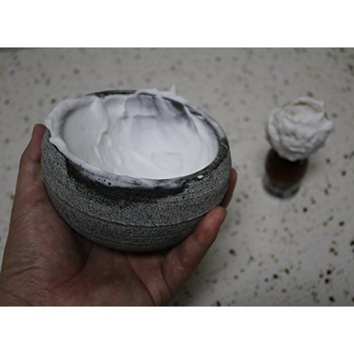 CHARMMAN Shaving Soap & Cream Bowl for Men, Natural Granite Stone, Keep Warm ...