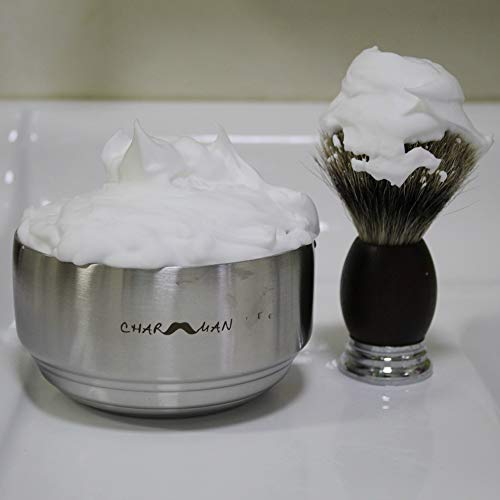 CHARMMAN Stainless Steel Shaving Soap & Cream Bowl with Lid | Three-walls Hea...