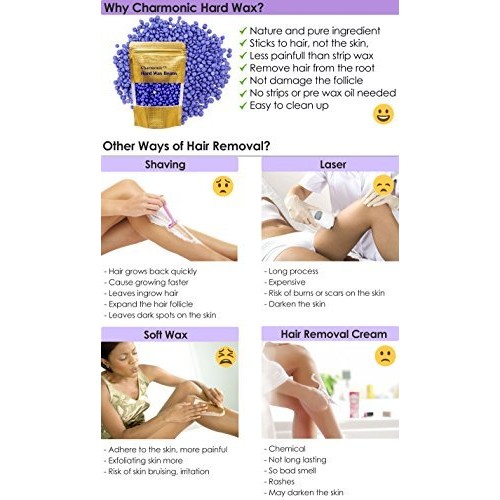 17.5 Oz Hair Wax Beans by Charmonic, Hard Body Wax Beans, Hair Removal Depila...