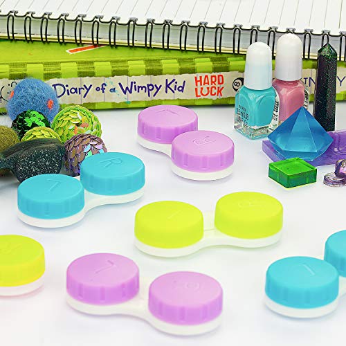 CHATTAL 12 Pack Colorful Contact Lens Case, Leak Proof, Compact Eye Contact C...