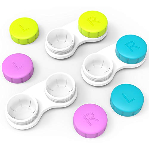CHATTAL 12 Pack Colorful Contact Lens Case, Leak Proof, Compact Eye Contact C...