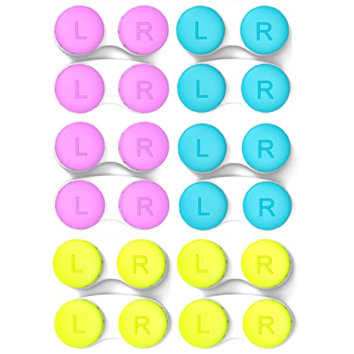 CHATTAL 12 Pack Colorful Contact Lens Case, Leak Proof, Compact Eye Contact C...