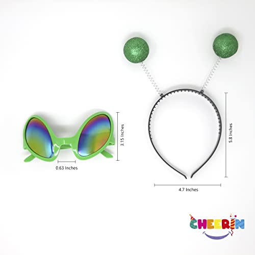 Cheerin Green Alien Headband Antenna with Glasses | Martian Alien Costume Acc...
