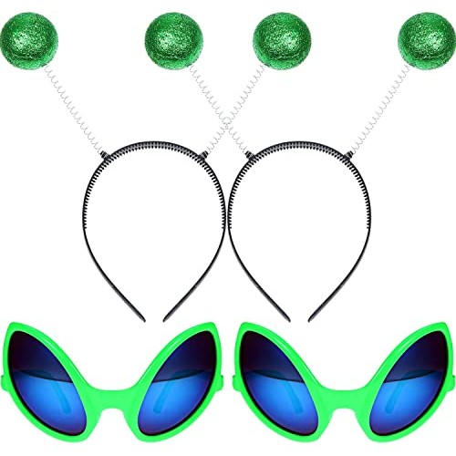 Cheerin Green Alien Headband Antenna with Glasses | Martian Alien Costume Acc...