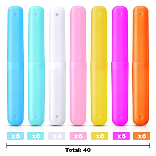 40 Pieces Plastic Toothbrush Holders Travel Toothbrush Cases Portable Toothbr...