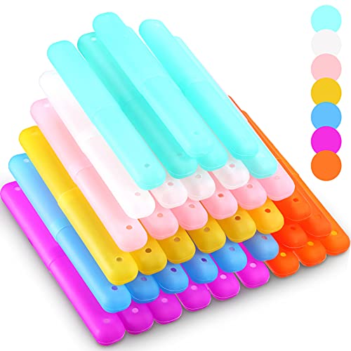 40 Pieces Plastic Toothbrush Holders Travel Toothbrush Cases Portable Toothbr...