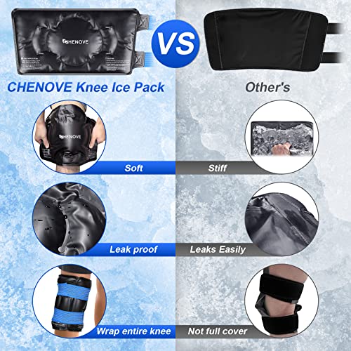 CHENOVE Knee Ice Pack Wrap, Polyurethane Clay Reusable Ice Pack for Knee Inju...