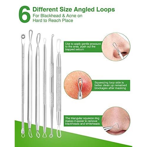 15 PCS Blackhead Remover Pimple Popper Tool Kit,Black Head Remove Extractor f...