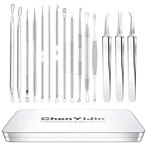 15 PCS Blackhead Remover Pimple Popper Tool Kit,Black Head Remove Extractor f...