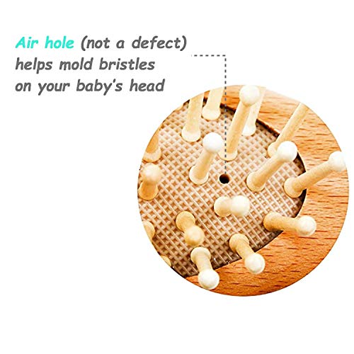 Chibello 4 Piece Wooden Baby Hair Brush and Comb Set Natural Goat Bristles Br...