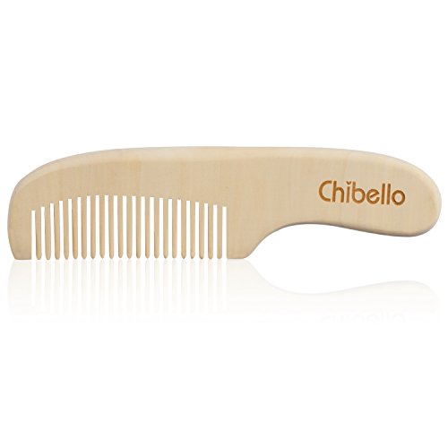 Chibello 4 Piece Wooden Baby Hair Brush and Comb Set Natural Goat Bristles Br...