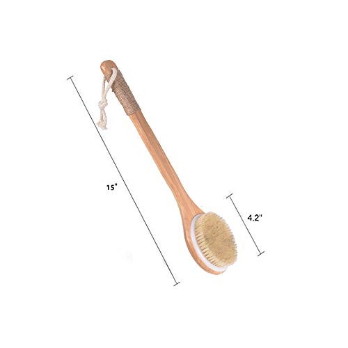 Chikoni Dry Bath Body Brush Back Scrubber with Anti-slip Long Wooden Handle, ...