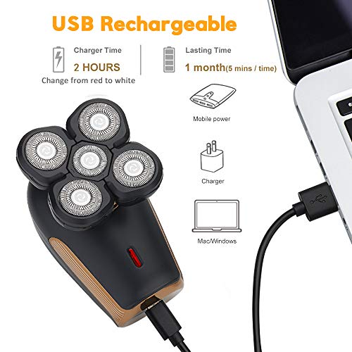 Head Shavers for Bald Men, Electric Rotary Shaver with Multi-Function, 4D Flo...
