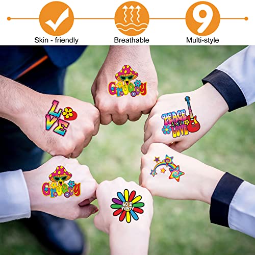 144 Pieces Hippie Tattoo Hippie Assorted Groovy Hippie Temporary Tattoos Hipp...