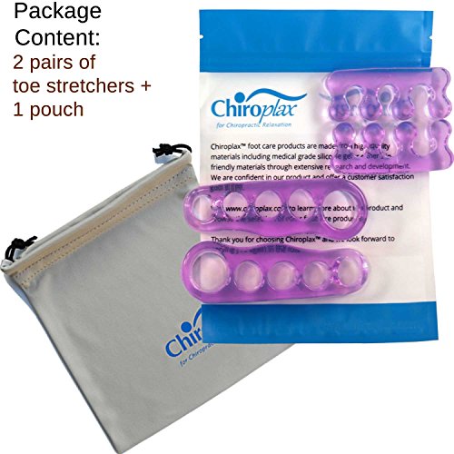 Chiroplax Gel Toe Separators Stretchers (2 Pairs w/Pouch) Toe Spacer Spreader...
