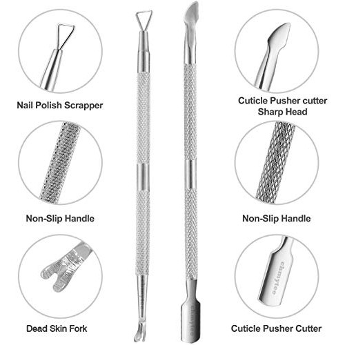 chmytee Cuticle Nippers and Cuticle Pusher Manicure Tools Set - Professional ...