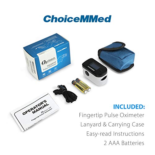 CHOICEMMED Black Dual Color OLED Finger Pulse Oximeter - Blood Oxygen Saturat...