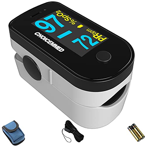 CHOICEMMED Black Dual Color OLED Finger Pulse Oximeter - Blood Oxygen Saturat...
