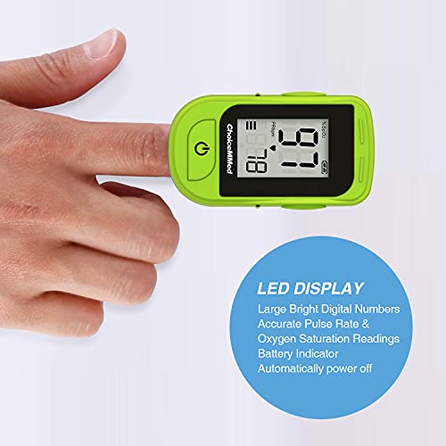 ChoiceMMed Light Green Finger Pulse Oximeter - Blood Oxygen Saturation Monito...