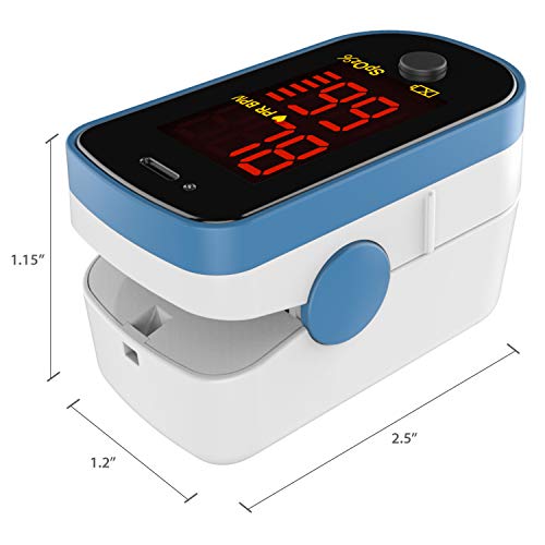 CHOICEMMED Sky Blue Finger Pulse Oximeter - Blood Oxygen Saturation Monitor -...