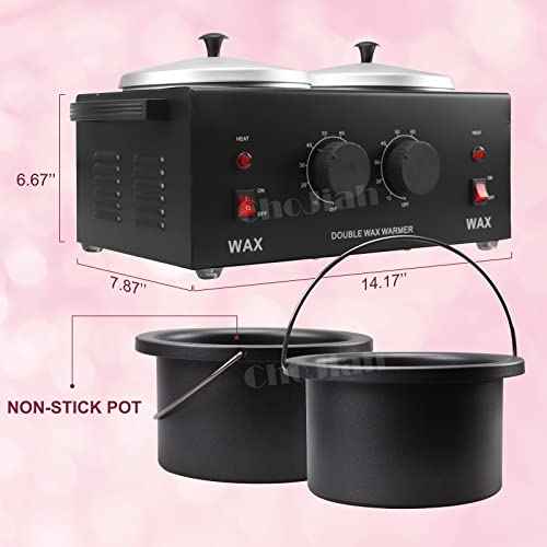 ChoJiah New Upgrated Black Double Wax Warmer Professional More Faster Melted ...