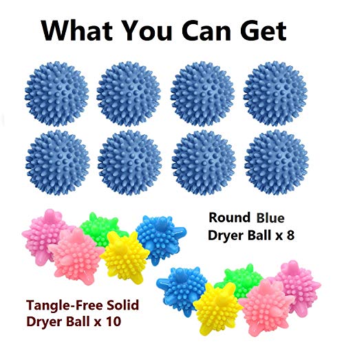 Laundry Dryer Balls Non-Toxic Reusable 18 Pack Cloths Soft Fluffy Anti-Wrinkl...