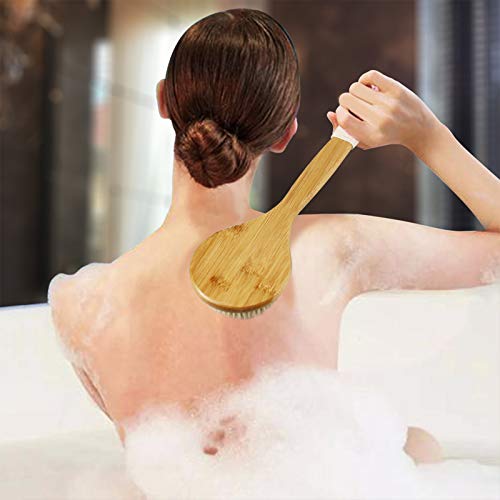 Dry Brush Bath Body Brush with Natural Bristle Shower Brush for Exfoliating S...