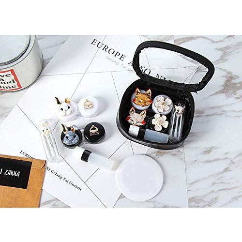 Cute Contact Lens Case Travel Kit Portable Contact Case Container with Mirror...