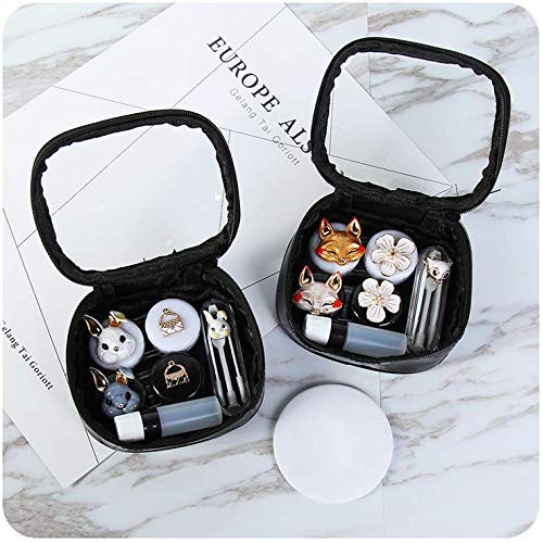 Cute Contact Lens Case Travel Kit Portable Contact Case Container with Mirror...