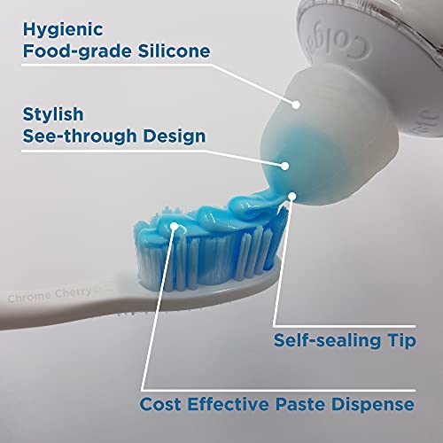 Chrome Cherry SqueezMe: 3-Pack Self-Closing Toothpaste Caps for Bathroom Hygi...