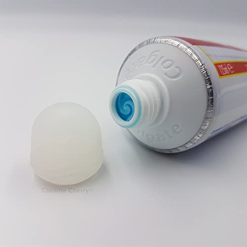 Chrome Cherry SqueezMe: 3-Pack Self-Closing Toothpaste Caps for Bathroom Hygi...