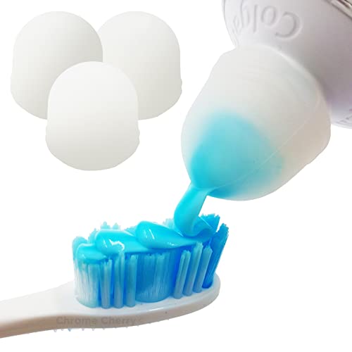 Chrome Cherry SqueezMe: 3-Pack Self-Closing Toothpaste Caps for Bathroom Hygi...
